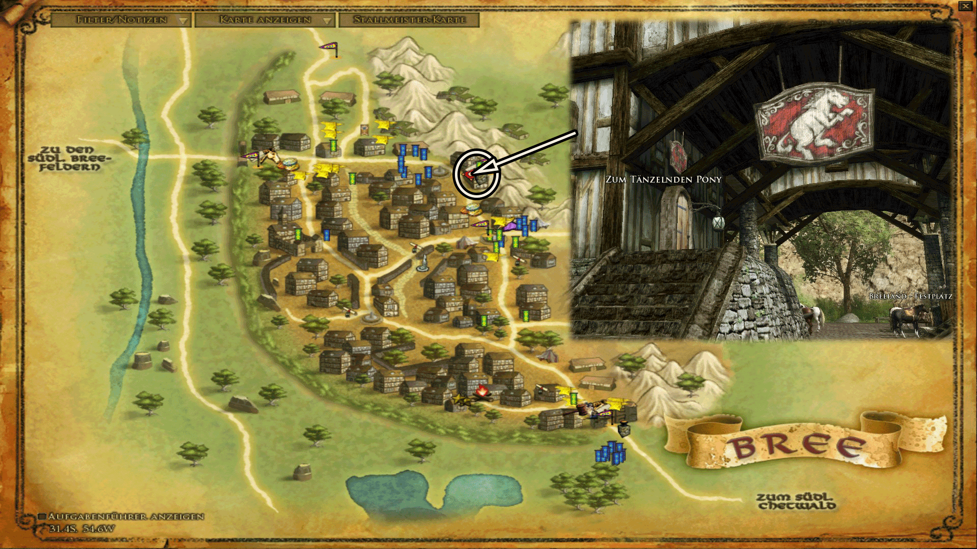 Gasthaus Tänzelnden Pony - Karte anklicken zum vergrößern Gasthaus Tänzelnden Pony - Karte anklicken zum vergrößern