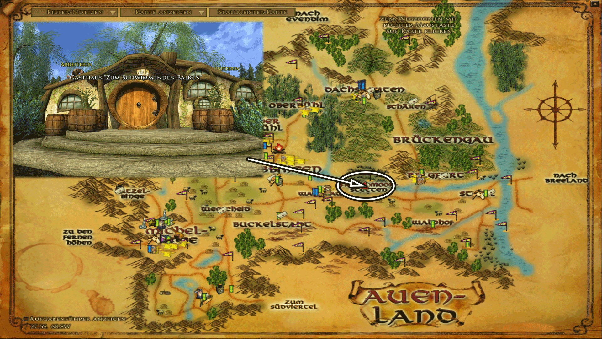 Gasthaus Schwimmender Balken - Karte anklicken zum vergrößern Gasthaus Schwimmender Balken - Karte anklicken zum vergrößern