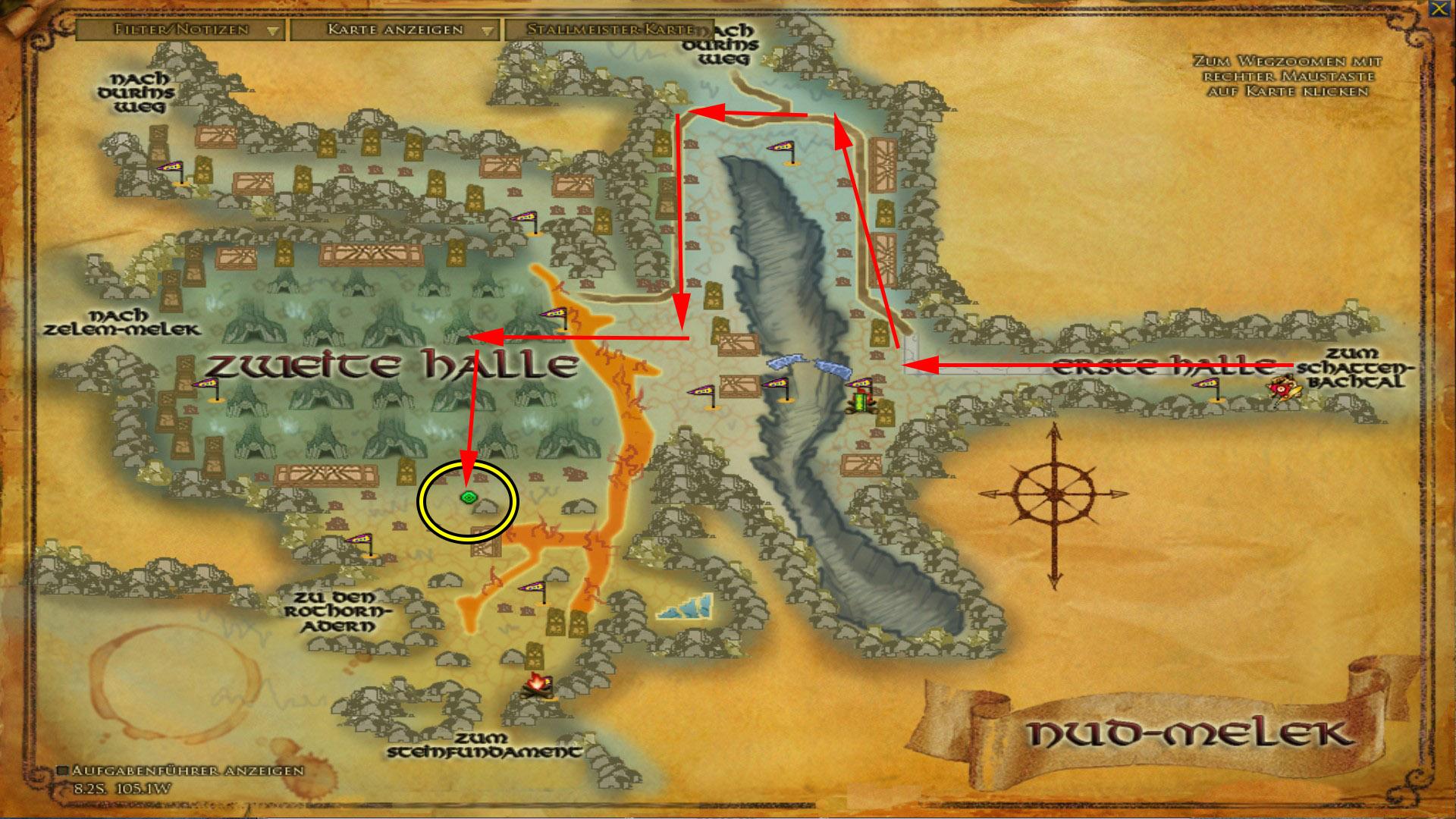 Hinweiß in der zweiten Halle