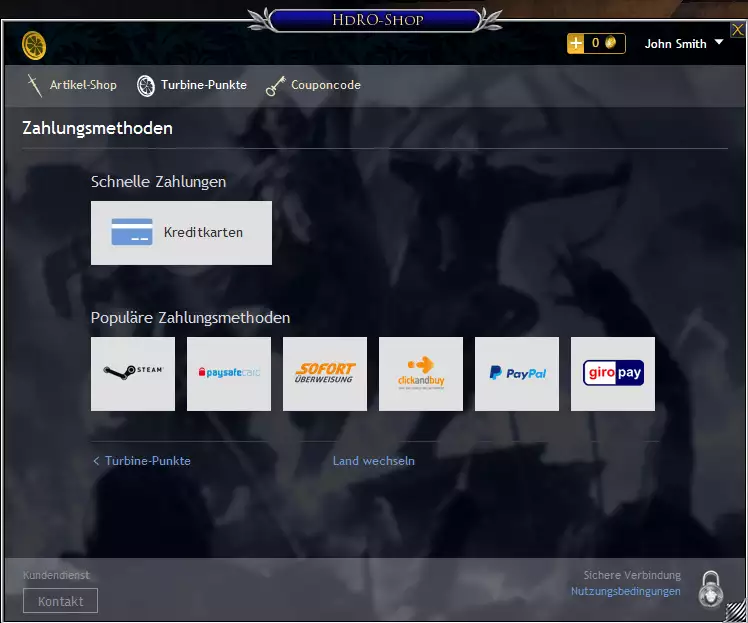 LOTRO Payment Methods DE
